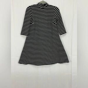 Atmosphere Stripe High Neck 3/4 Sleeve Skater mini Dress size 4